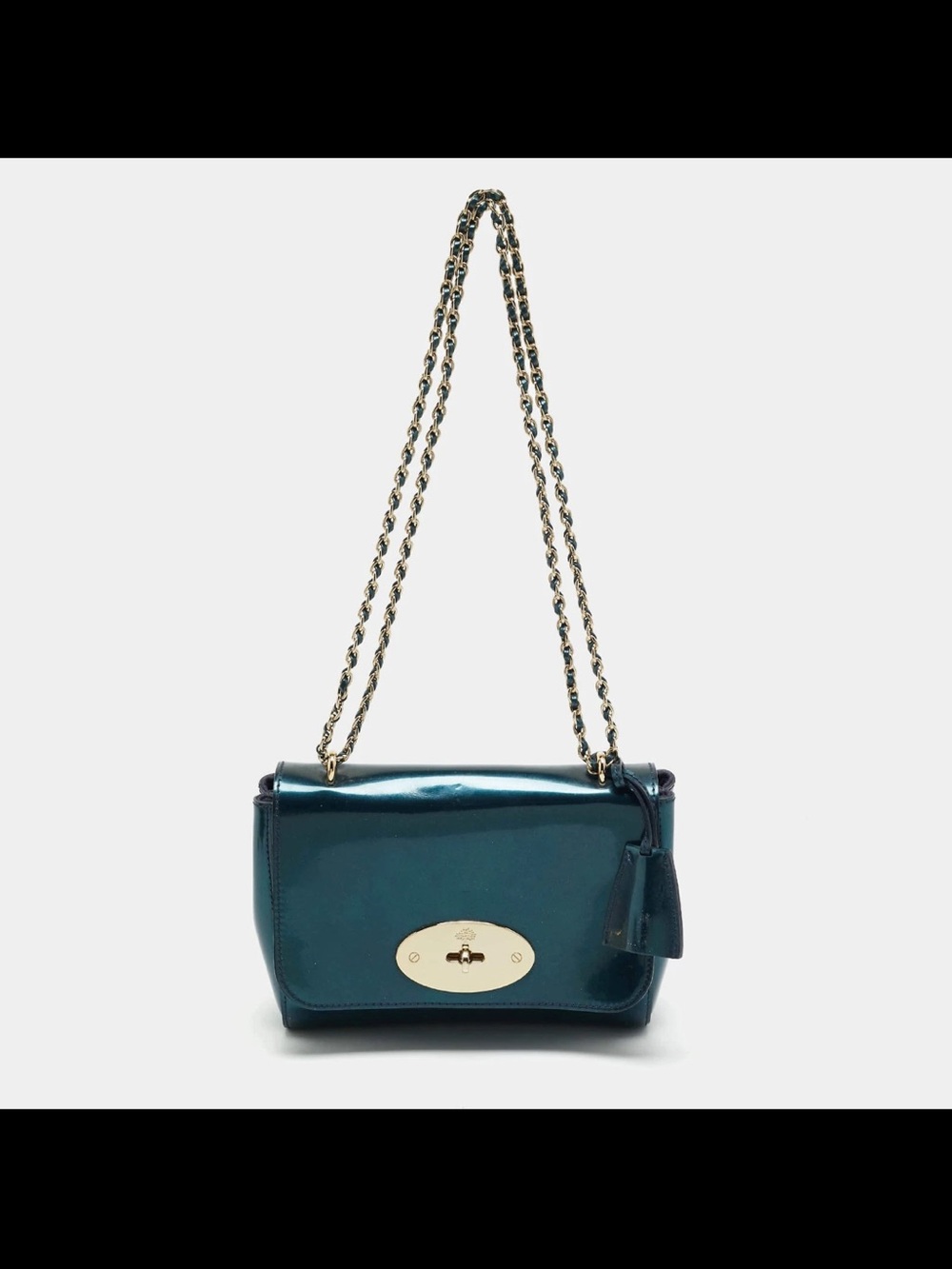 Mulberry Teal Metallic Leather Chain Crossbody Bag
